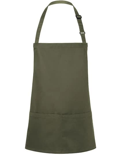Kurze Latzschürze Basic mit Schnalle und Tasche - Moss Green (ca. Pantone 7764C)