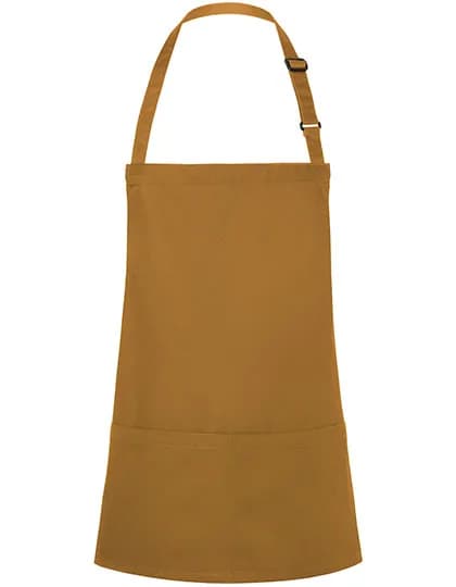 Kurze Latzschürze Basic mit Schnalle und Tasche - Mustard (ca. Pantone 146C)