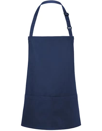 Kurze Latzschürze Basic mit Schnalle und Tasche - Navy (ca. Pantone 533C)