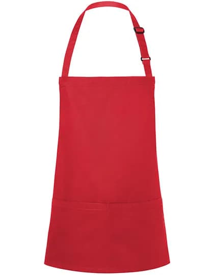 Kurze Latzschürze Basic mit Schnalle und Tasche - Red (ca. Pantone 186C)
