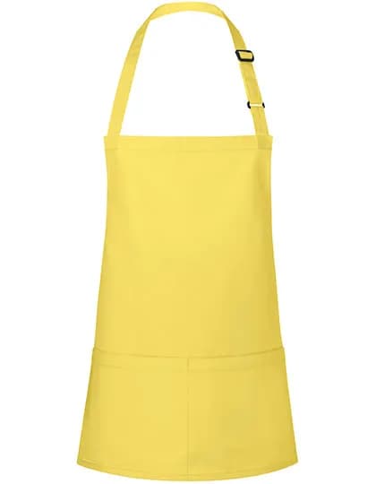 Kurze Latzschürze Basic mit Schnalle und Tasche - Sun Yellow (ca. Pantone 127C)