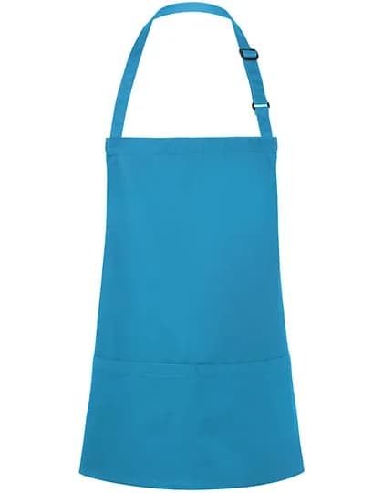 Kurze Latzschürze Basic mit Schnalle und Tasche - Turquoise (ca. Pantone 639C)