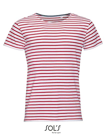 Men´s Round Neck Striped T-Shirt Miles - White/Red