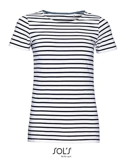 Women´s Round Neck Striped T-Shirt Miles - White/Navy