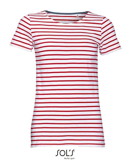 Women´s Round Neck Striped T-Shirt Miles - White/Red