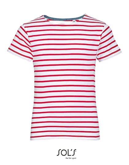 Kids´ Round Neck Striped T-Shirt Miles - White/Red