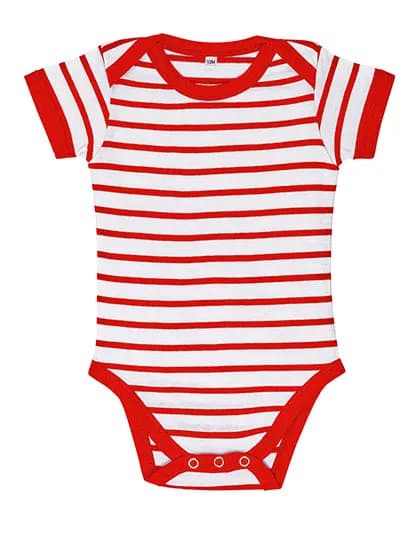 Baby Striped Bodysuit Miles - White/Red