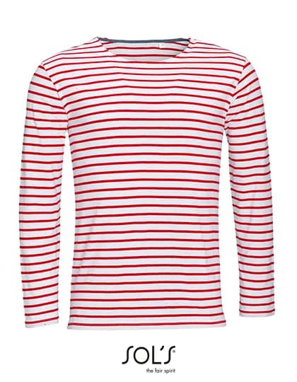 Men´s Long Sleeve Striped T-Shirt Marine - White/Red