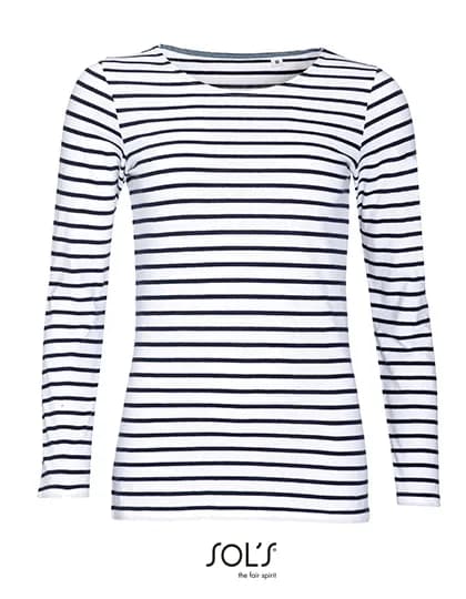 Women´s Long Sleeve Striped T-Shirt Marine - White/Navy