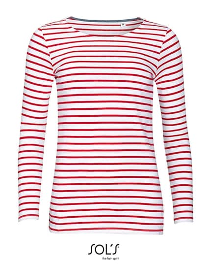 Women´s Long Sleeve Striped T-Shirt Marine - White/Red