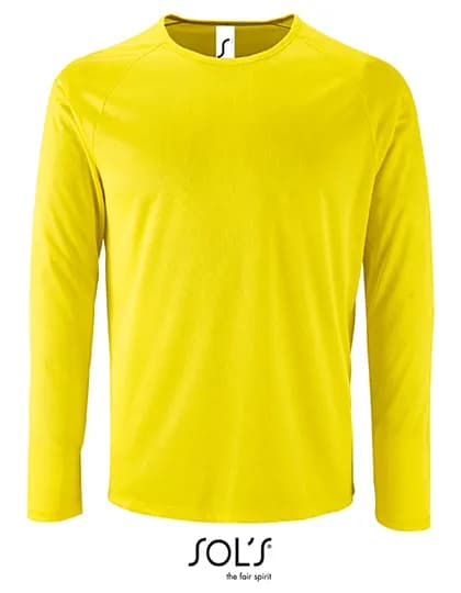 Men´s Long Sleeve Sports T-Shirt Sporty - Neon Yellow