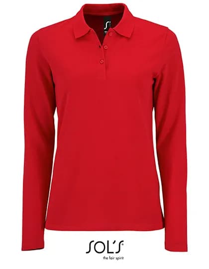 Women´s Long-Sleeve Piqué Polo Shirt Perfect - Red