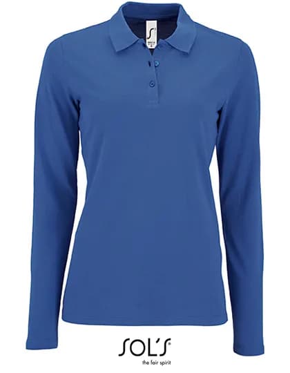 Women´s Long-Sleeve Piqué Polo Shirt Perfect - Royal Blue 241