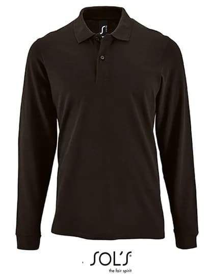 Men´s Long-Sleeve Piqué Polo Shirt Perfect - Black