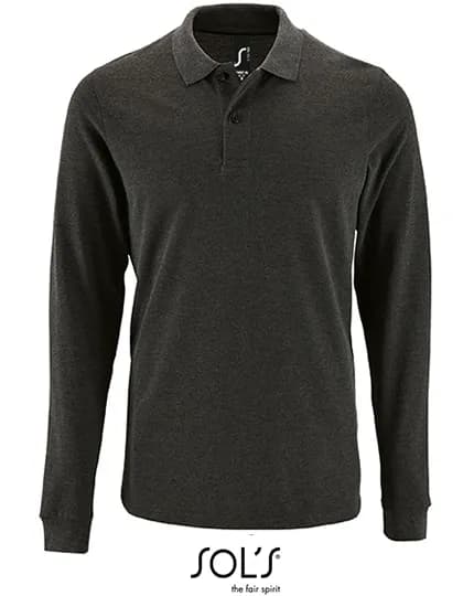 Men´s Long-Sleeve Piqué Polo Shirt Perfect - Charcoal Melange
