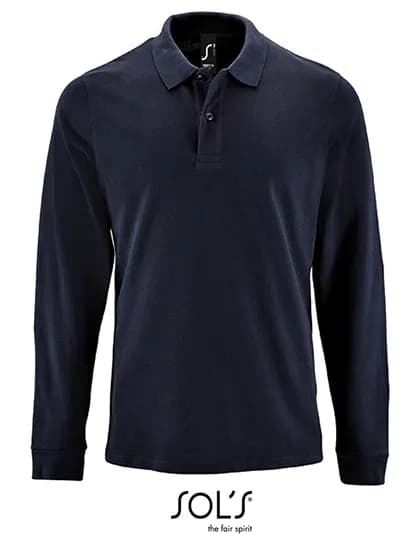 Men´s Long-Sleeve Piqué Polo Shirt Perfect - French Navy