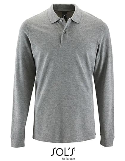 Men´s Long-Sleeve Piqué Polo Shirt Perfect - Grey Melange