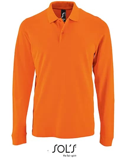 Men´s Long-Sleeve Piqué Polo Shirt Perfect - Orange