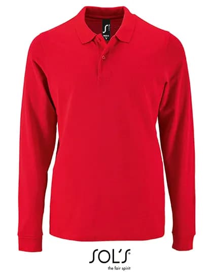 Men´s Long-Sleeve Piqué Polo Shirt Perfect - Red