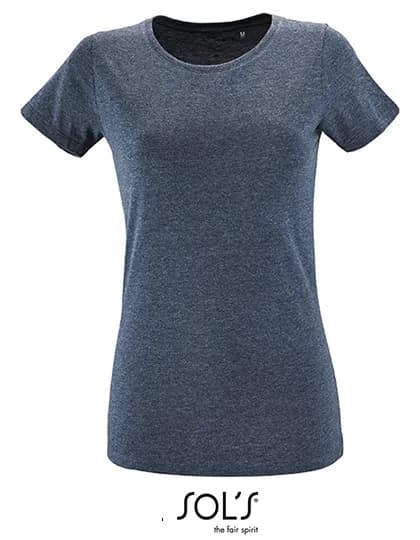 Women´s Round Neck Fitted T-Shirt Regent - Heather Denim