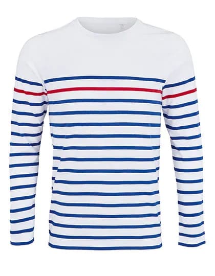 Men´s Long Sleeve Striped T-Shirt Matelot - White/Royal Blue 241/Red