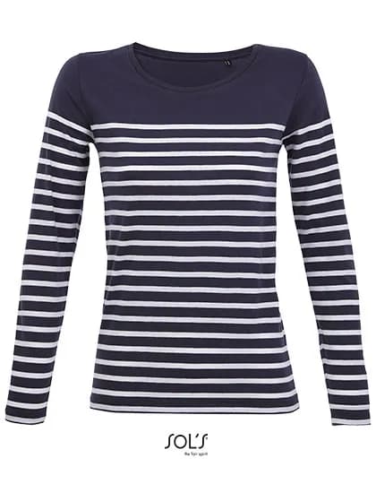 Women´s Long Sleeve Striped T-Shirt Matelot - French Navy/White