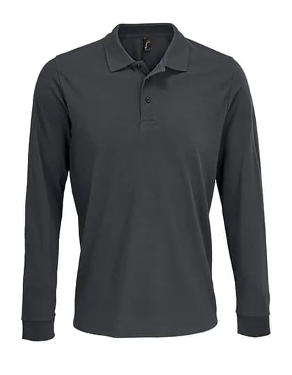 Unisex Long Sleeve Polycotton Polo Shirt - Dark Grey (Solid)