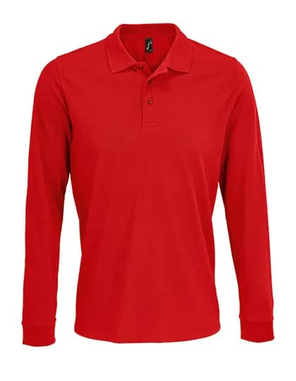 Unisex Long Sleeve Polycotton Polo Shirt - Red