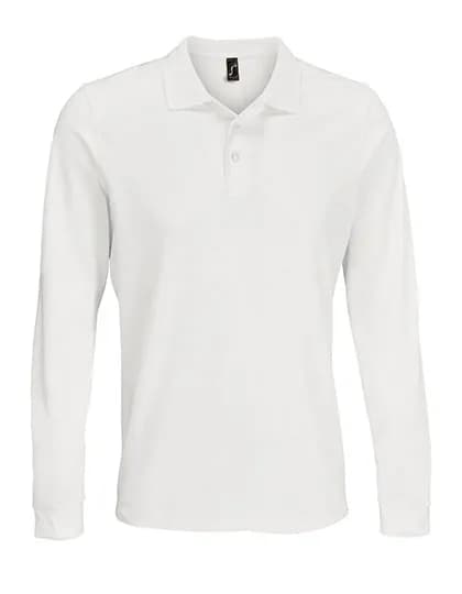 Unisex Long Sleeve Polycotton Polo Shirt - White
