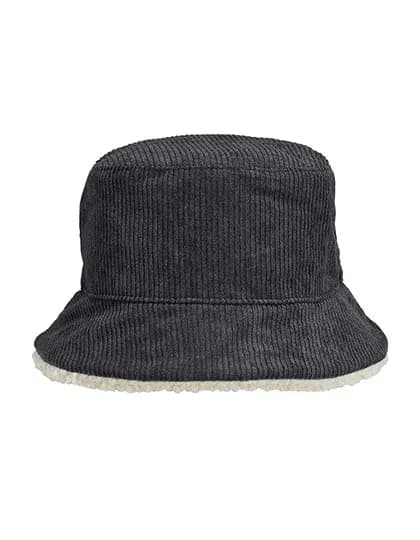 Reversible Sherpa And Velvet Bucket Hat - Carbon Grey/Shear Beige