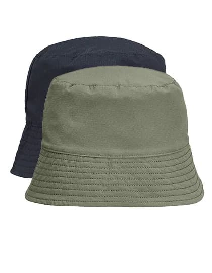 Unisex Nylon Bucket Hat - Black/Khaki