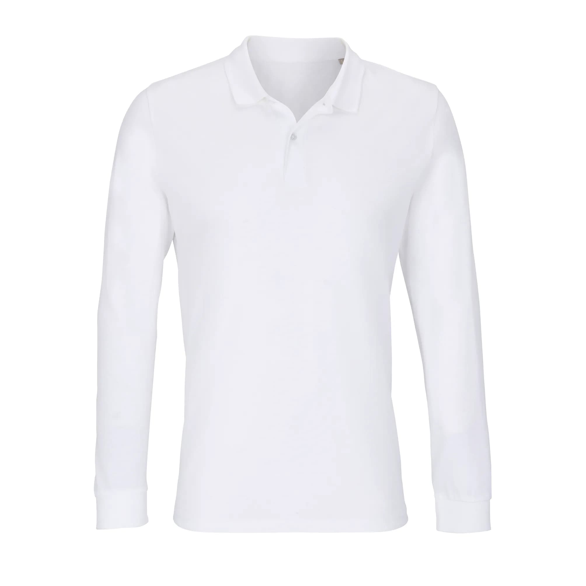 Unisex Long Sleeve Polo Shirt Planet - White