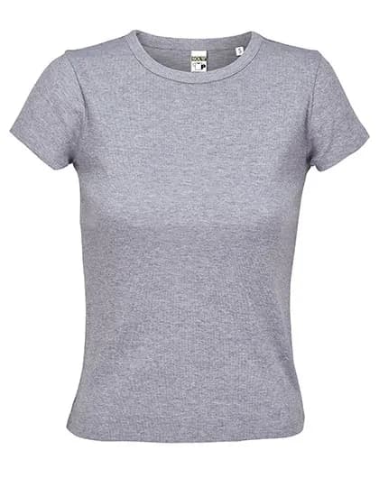 Women´s Ribbed T-Shirt Sara - Light Grey Melange