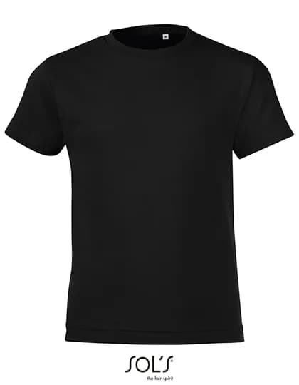 Kids´ Round Collar T-Shirt Regent Fit - Deep Black