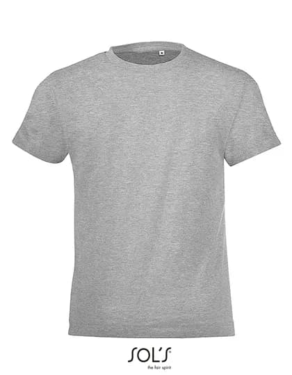 Kids´ Round Collar T-Shirt Regent Fit - Grey Melange