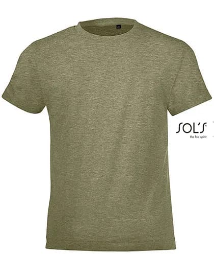 Kids´ Round Collar T-Shirt Regent Fit - Heather Khaki