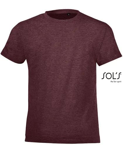 Kids´ Round Collar T-Shirt Regent Fit - Heather Oxblood