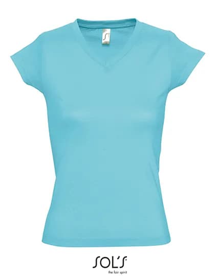 Women´s V-Neck-T-Shirt Moon - Atoll Blue