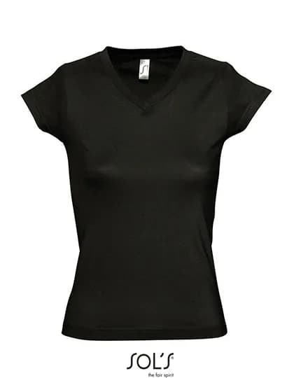 Women´s V-Neck-T-Shirt Moon - Deep Black