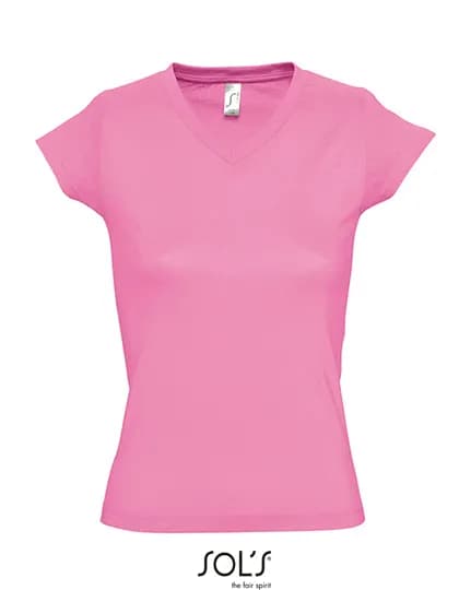 Women´s V-Neck-T-Shirt Moon - Orchid Pink