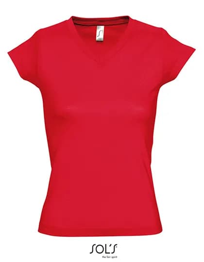 Women´s V-Neck-T-Shirt Moon - Red