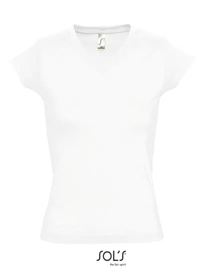 Women´s V-Neck-T-Shirt Moon - White