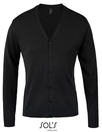 Men´s Golden V-Neck Knitted Cardigan - Black