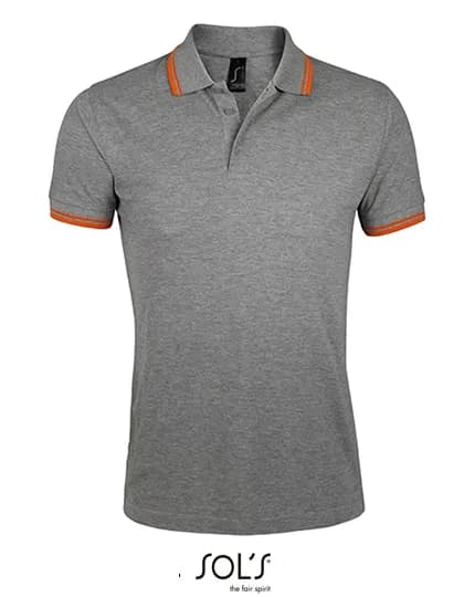 Men´s Polo Shirt Pasadena - Grey Melange/Orange