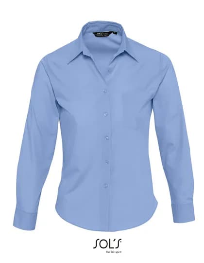 Popeline-Blouse Executive Long Sleeve - Middle Blue