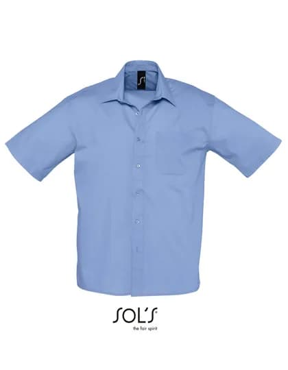 Popeline-Shirt Bristol Short Sleeve - Middle Blue