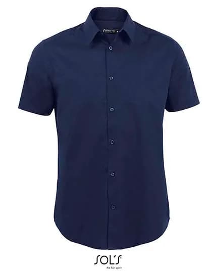Men´s Stretch-Shirt Broadway Short Sleeve - Dark Blue