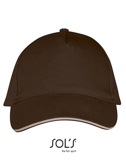 Five Panels Cap Long Beach - Chocolate/Beige