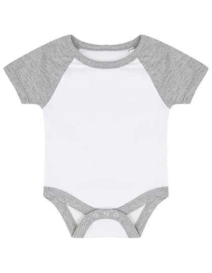 Essential Short Sleeved Baseball Bodysuit - White/Heather Grey