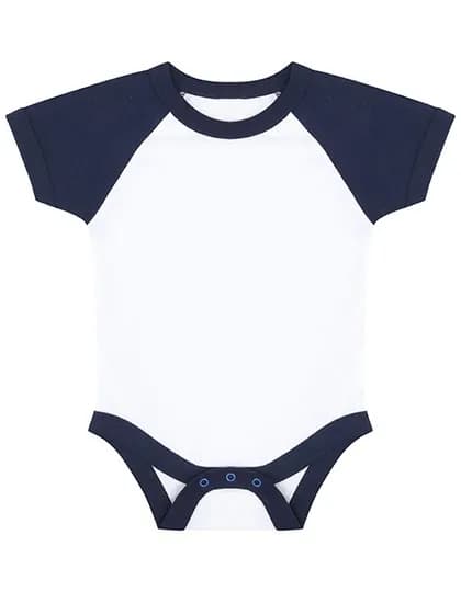 Essential Short Sleeved Baseball Bodysuit - White/Navy